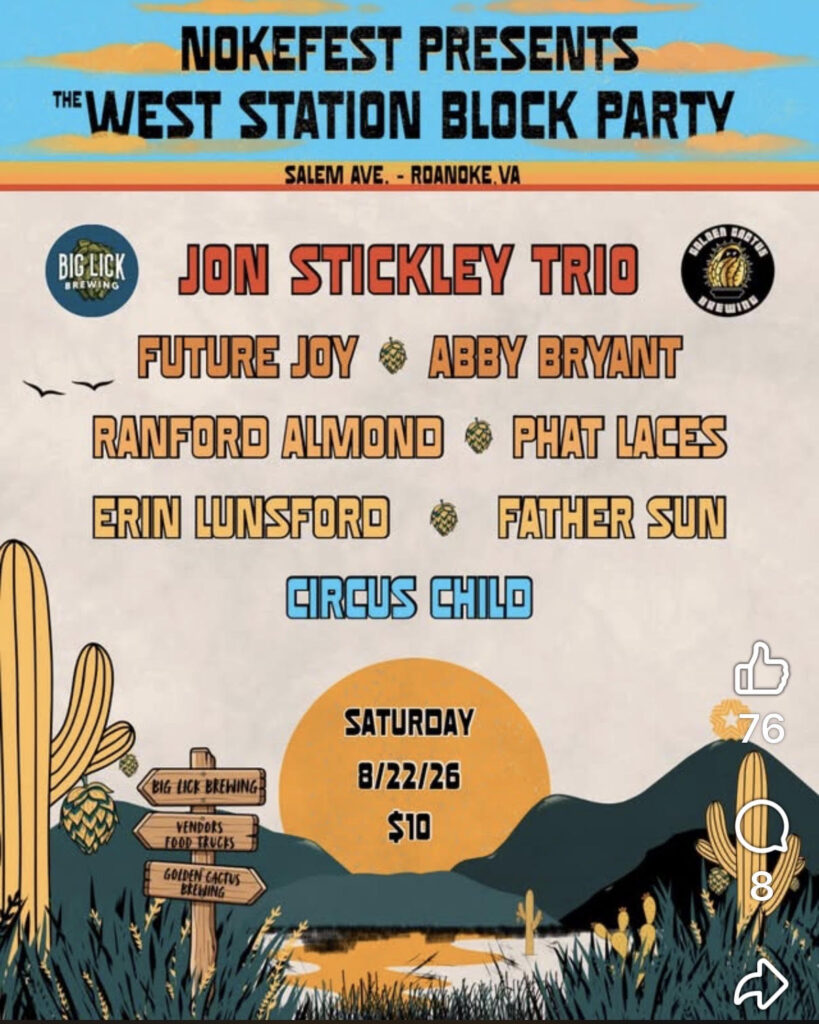 The West Station Block Party in Roanoke, VA,  August 22, 2026.